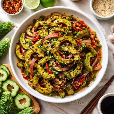 Image of Calabacín Amargo Salteado Picante Vegano