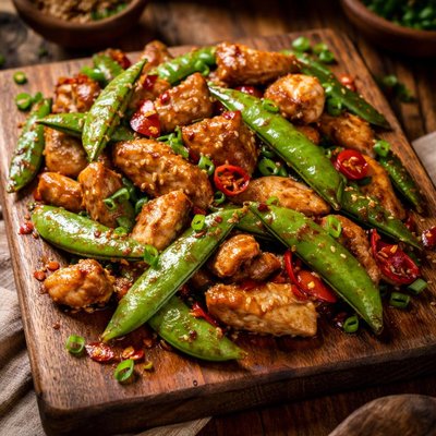 Image of Spicy Stir Fry Chicken Snap Peas