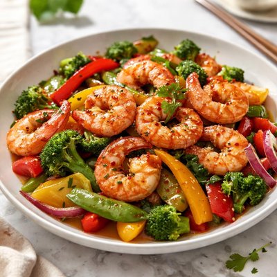 Image of Spicy Sweet Shrimp Flavorful Vegetables