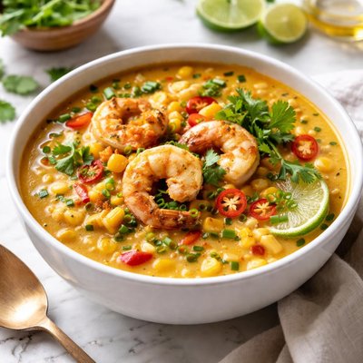 Image of Spicy Sweetcorn and Shrimp Soup