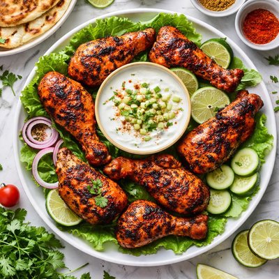 Image of Spicy Tandoori Grilled Chicken with Curry Cucumber Sauce