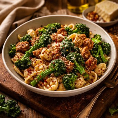 Image of Spicy Tempeh and Broccoli Rabe with Rotelle