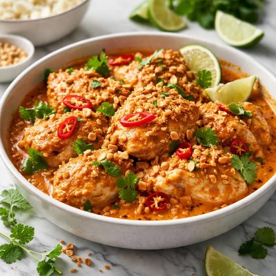 Image of Spicy Thai Curry Chicken Encrusted with Peanuts