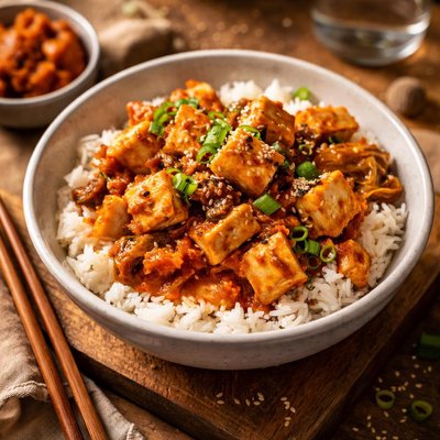 Image of Spicy Tofu Kimchi Over Rice