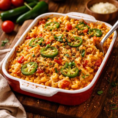 Image of Spicy Tomato Jalapeno Macaroni and Cheese Casserole
