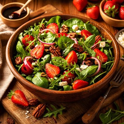 Image of Spinach and Arugula Salad with Strawberries