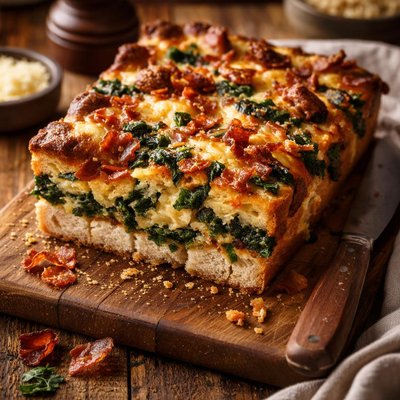 Image of Spinach and Bacon Strata