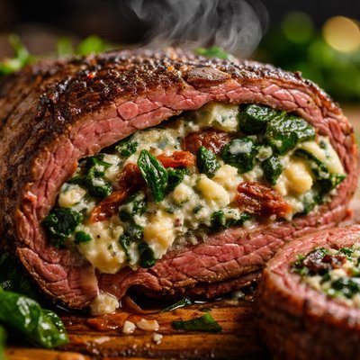 Image of Spinach and Blue Cheese Stuffed Flank Steak