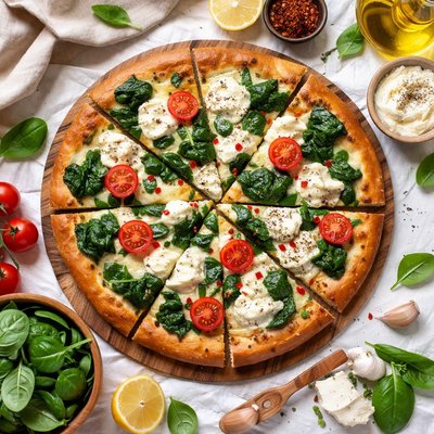 Image of Vegan Spinach and Cheese Pizza