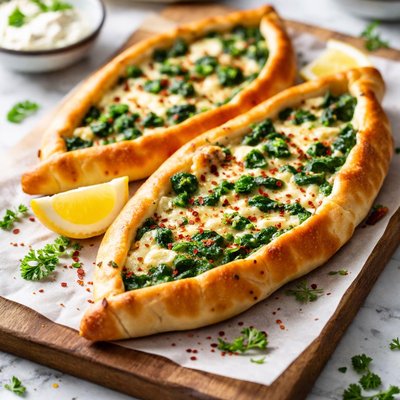 Image of Spinach and Cheese Turkish Pides