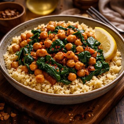 Image of Spinach and Chickpeas with Couscous
