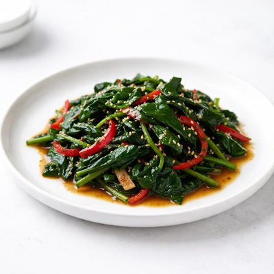 Image of Spinach and Chile Stir Fry