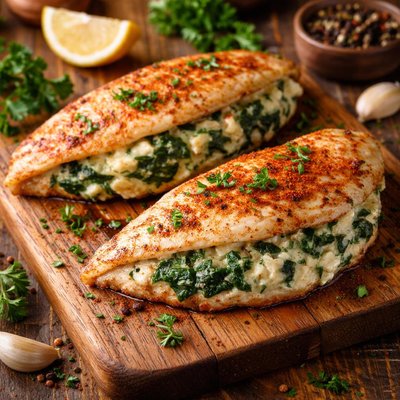 Image of Spinach and Cream Cheese Stuffed Tilapia