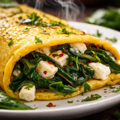 Image of Spinach and Feta Omelet Low Carb