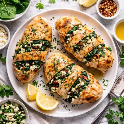 Image of Spinach and Feta Stuffed Chicken Breasts