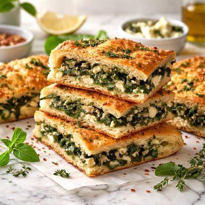 Image of Spinach and Feta Stuffed Focaccia