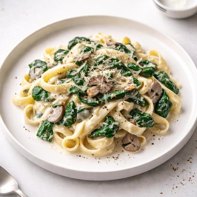Image of Spinach and Mushroom Alfredo Sauce