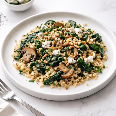 Image of Spinach and Mushroom Couscous with Feta