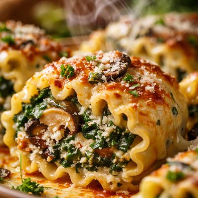 Image of Spinach and Mushroom Lasagna Roll Ups