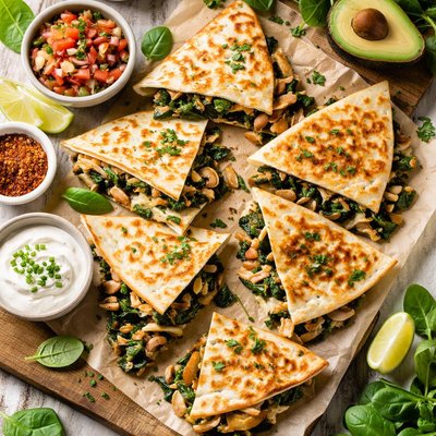 Image of Spinach and Mushroom Quesadillas