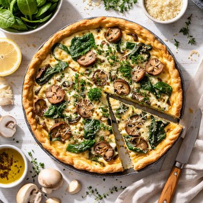 Image of Spinach and Mushroom Quiche