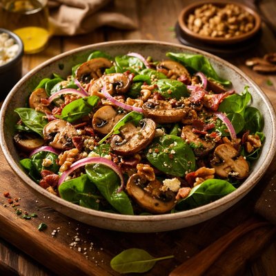 Image of Spinach and Mushroom Salad Recipe