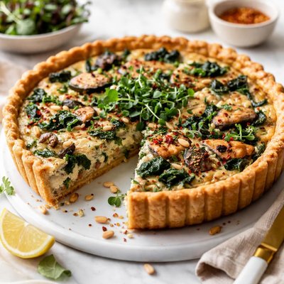 Image of Spinach and Mushroom Tofu Quiche