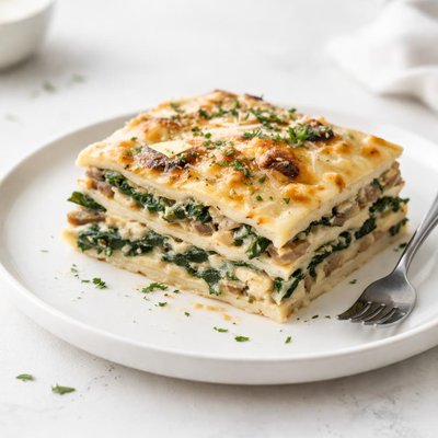 Image of Spinach and Mushroom White Lasagna No Boil