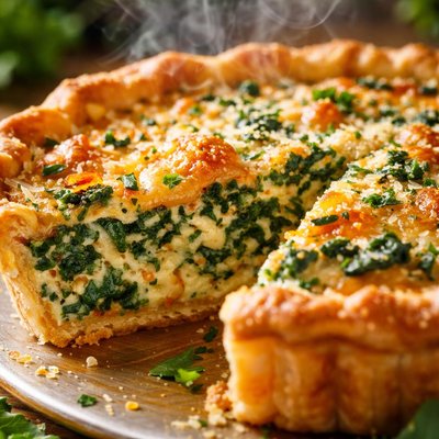 Image of Spinach and Parmesan Pie 2 Crust Quiche