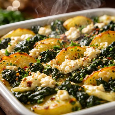Image of Spinach and Potato Casserole W Feta Cheese