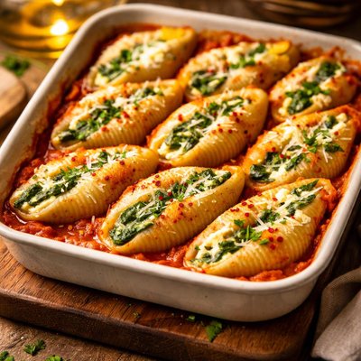 Image of Conchas Rellenas de Espinacas y Ricotta Alto en Proteínas