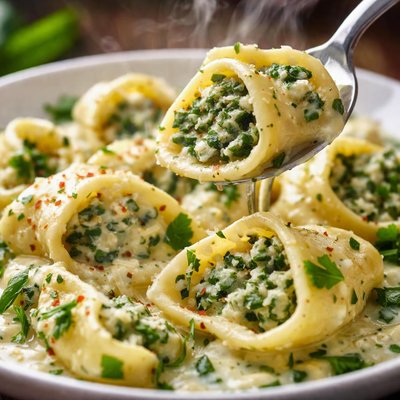 Image of Spinach and Ricotta Tortellini with Ricotta and Herb Sauce