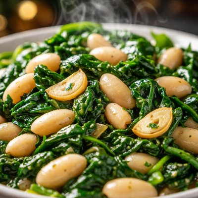 Image of Spinach and White Beans with Garlic