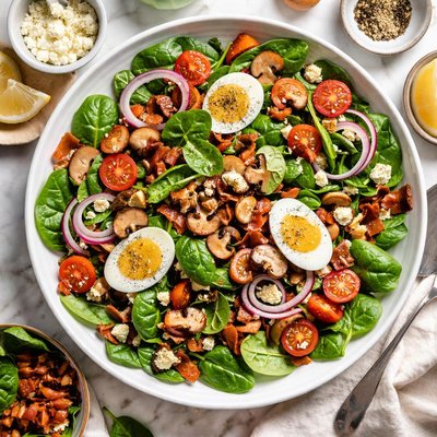 Image of Spinach Bacon Mushroom Salad