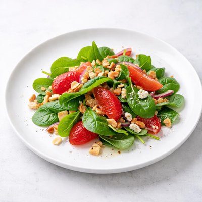 Image of Spinach Blood Orange and Macadamia Nut Salad
