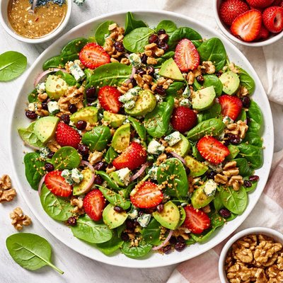 Image of Spinach Blue Cheese Salad with Walnut Dressing