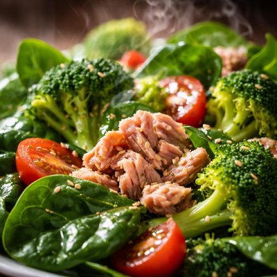 Image of Spinach Broccoli and Tuna Salad