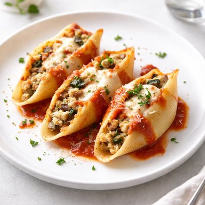 Image of Spinach Cheese and Sausage Stuffed Shells Oamc