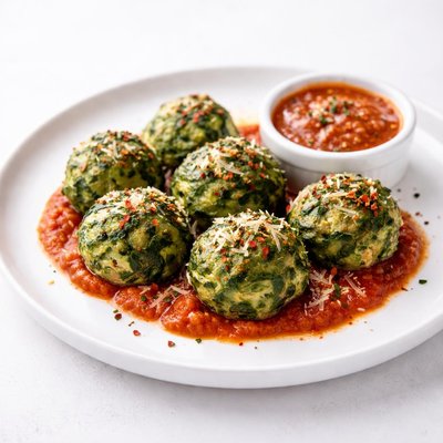 Image of Spinach Cheese Balls with Pasta Sauce