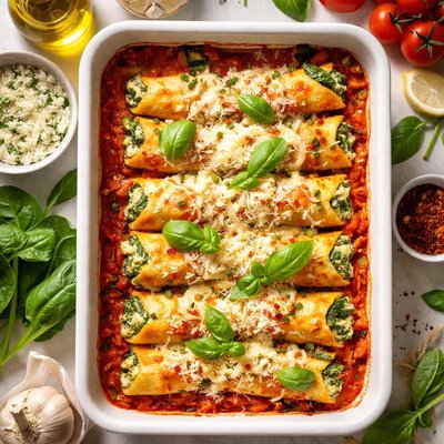 Image of Spinach Cheese Manicotti