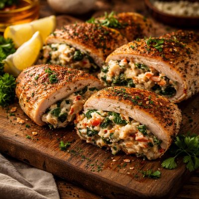Image of Spinach Crab Stuffed Chicken