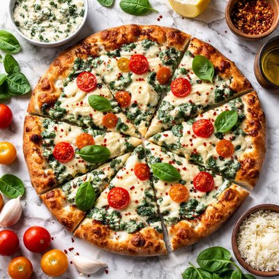 Image of Spinach Dip Mozzarella Pizza
