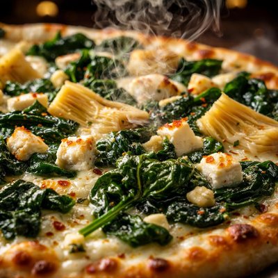 Image of Spinach Feta and Artichoke Pizza