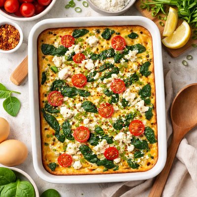 Image of Spinach Feta Baked Omelette