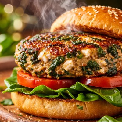Image of Spinach Feta Burgers