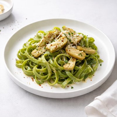 Image of Spinach Fettuccine with Artichokes