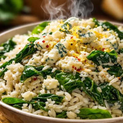 Image of Spinach Gorgonzola and Lemon Rice