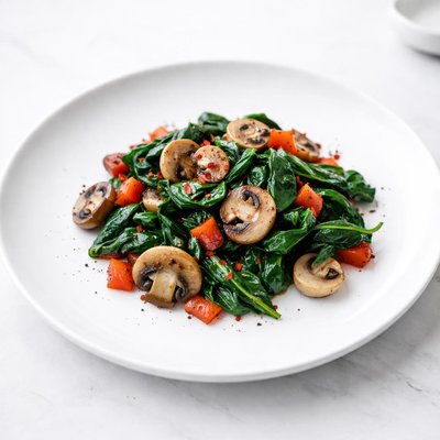 Image of Spinach Mushroom and Red Pepper Saute