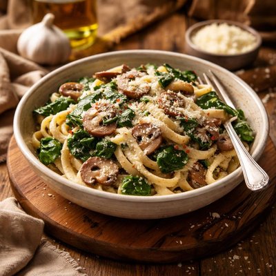 Image of Spinach Mushroom Pasta