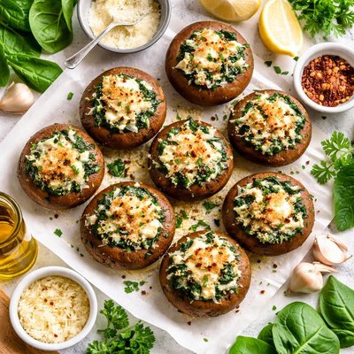 Image of Spinach Parmesan Stuffed Mushrooms
